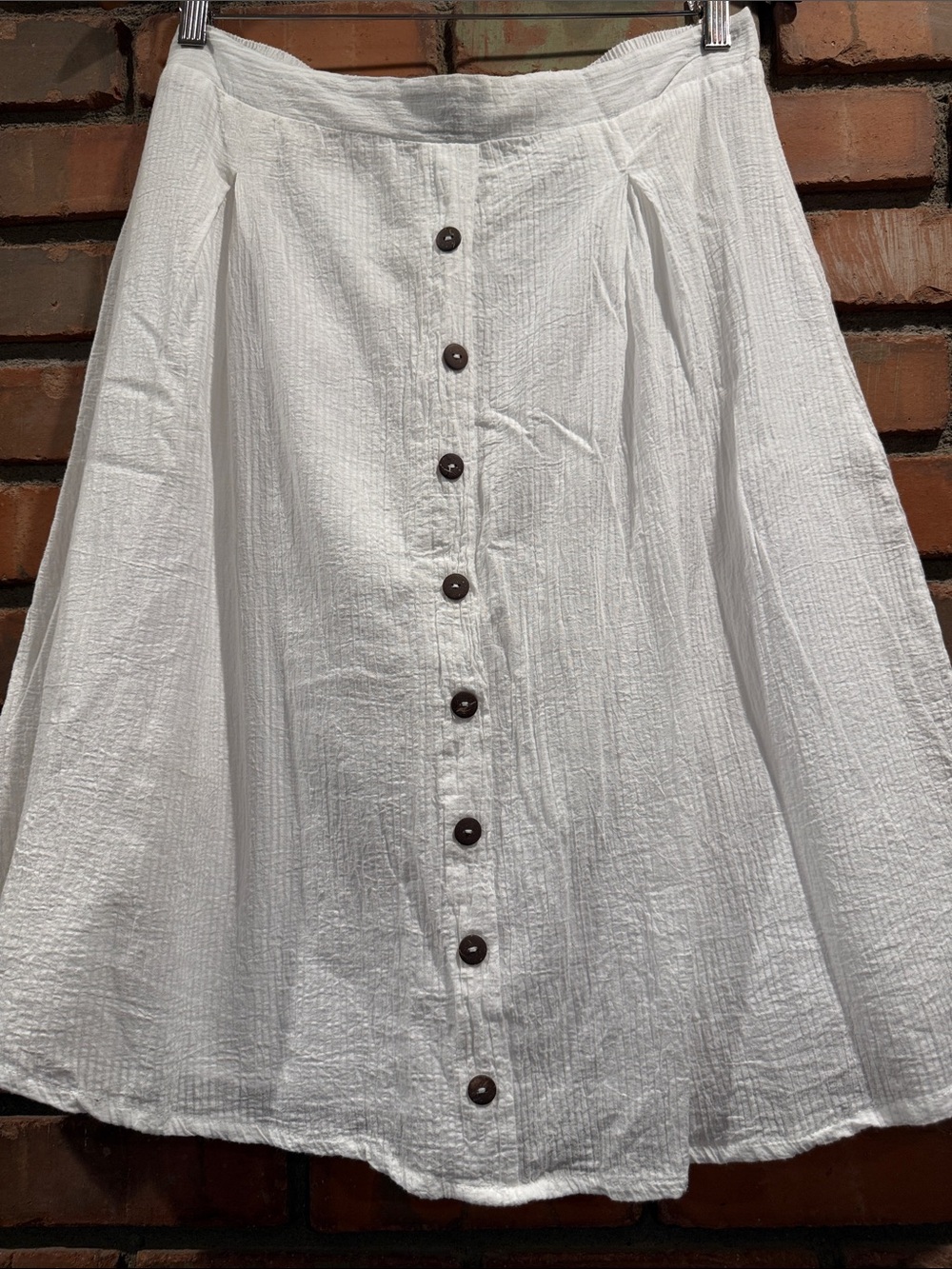 Classic White Button-Front Circle Skirt